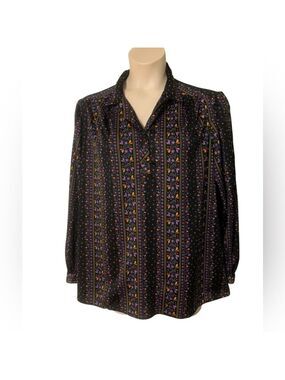 Vntg 70’s Top Notch long sleeved lightweight butterfly shirt- Volup size